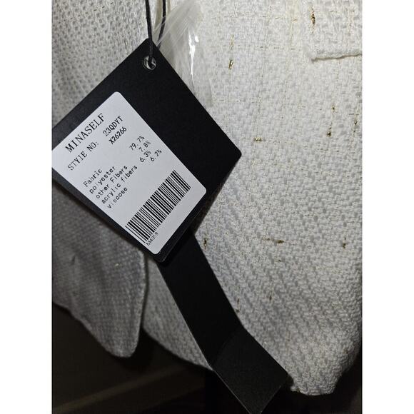 NWT! Mina Self Tweed Blazer Jacket Ivory Double Breasted Pockets Size L - Picture 11 of 12